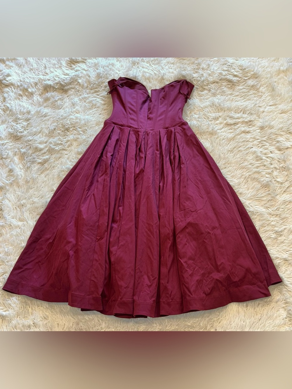 NEW House of CB Lady Strapless corset burgundy red Midi Dress sz L+ XL - Picture 11 of 12